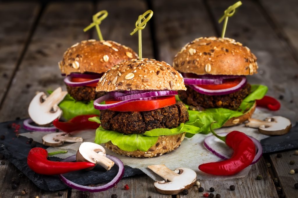 drie vegan burgers