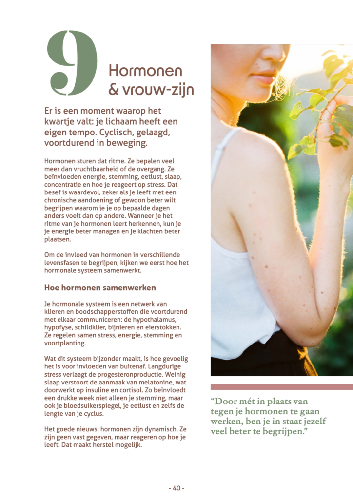 Voorbeeldpagina: opening van hoofdstuk Hormonen en vrouw-zijn